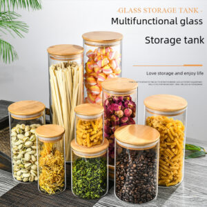 Factory-Direct High Borosilicate Glass Sealed Jar with Wooden Lid - For Kitchen Storage, Tea, and Airtight Preservation