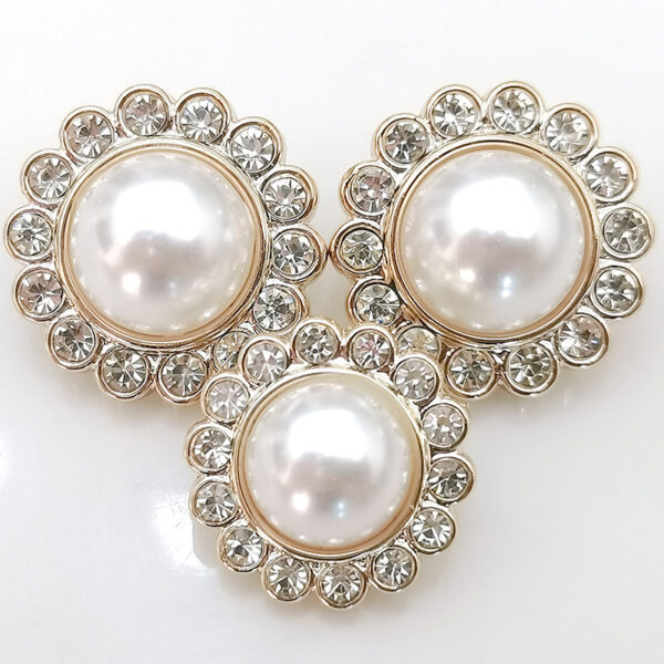 Plastic Pearl Rhinestone Buttons | Chanel-Style