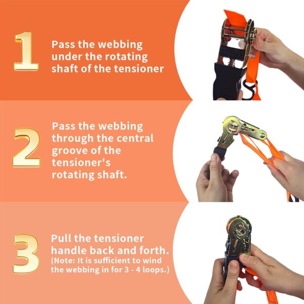 8 Pack Retractable Ratchet Straps 15 Ft – 880 lbs Load