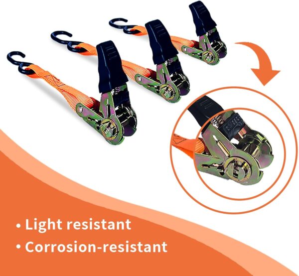 8 Pack Retractable Ratchet Straps 15 Ft – 880 lbs Load