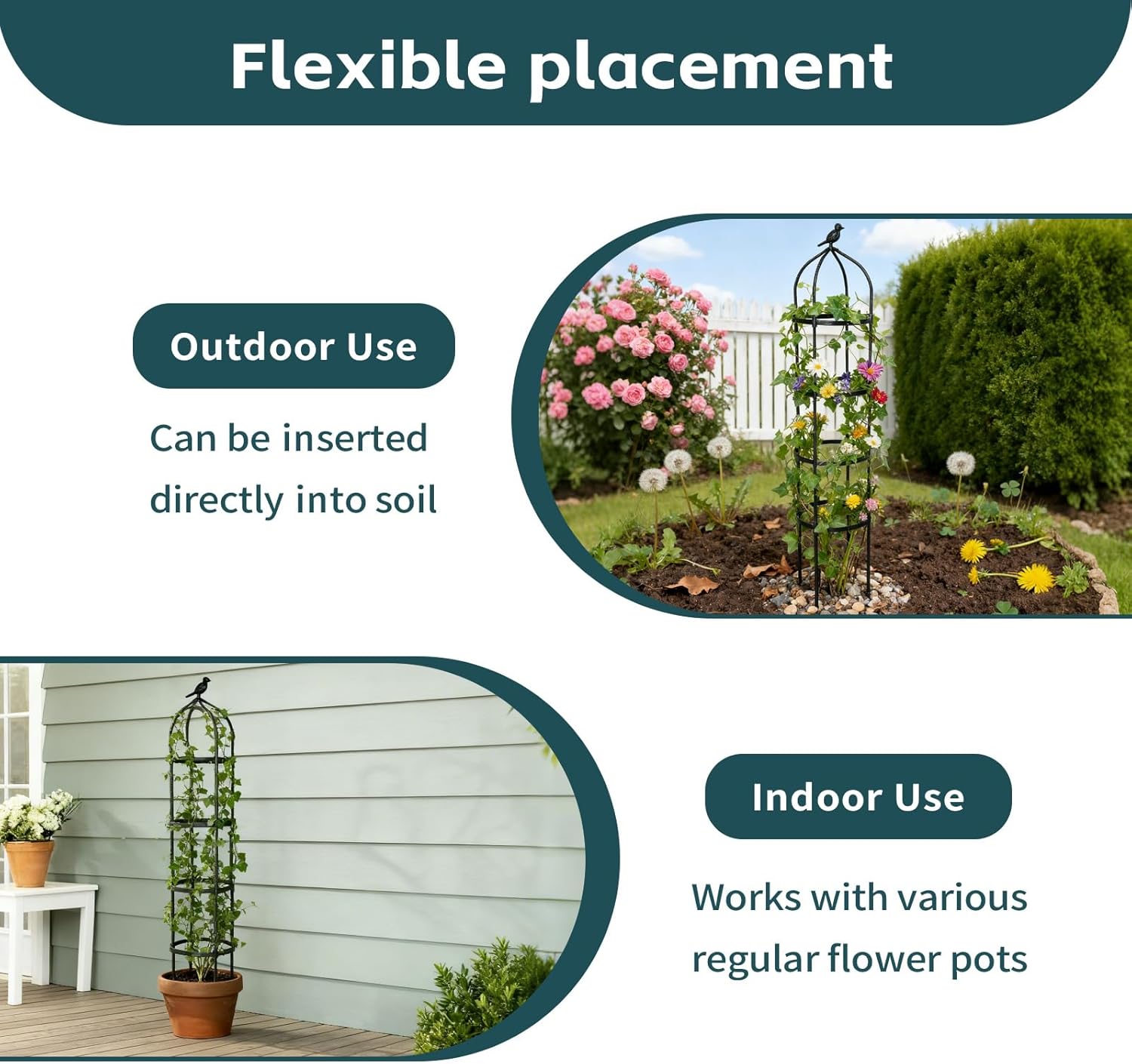 2 Pack Garden Obelisk Trellis for Climbing Plants Outdoor, Plant Trellis Garden Tower Trellis for Potted Plant Climbing, Flowers Vegetable Cucumber Trellis - 图片 3