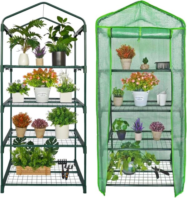 Mini Greenhouse for Indoor Outdoor, Portable 4 Tier
