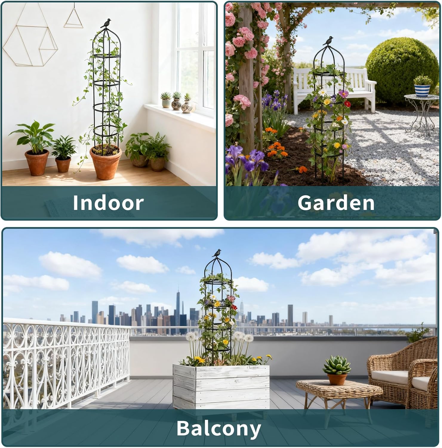 2 Pack Garden Obelisk Trellis for Climbing Plants Outdoor, Plant Trellis Garden Tower Trellis for Potted Plant Climbing, Flowers Vegetable Cucumber Trellis - 图片 7