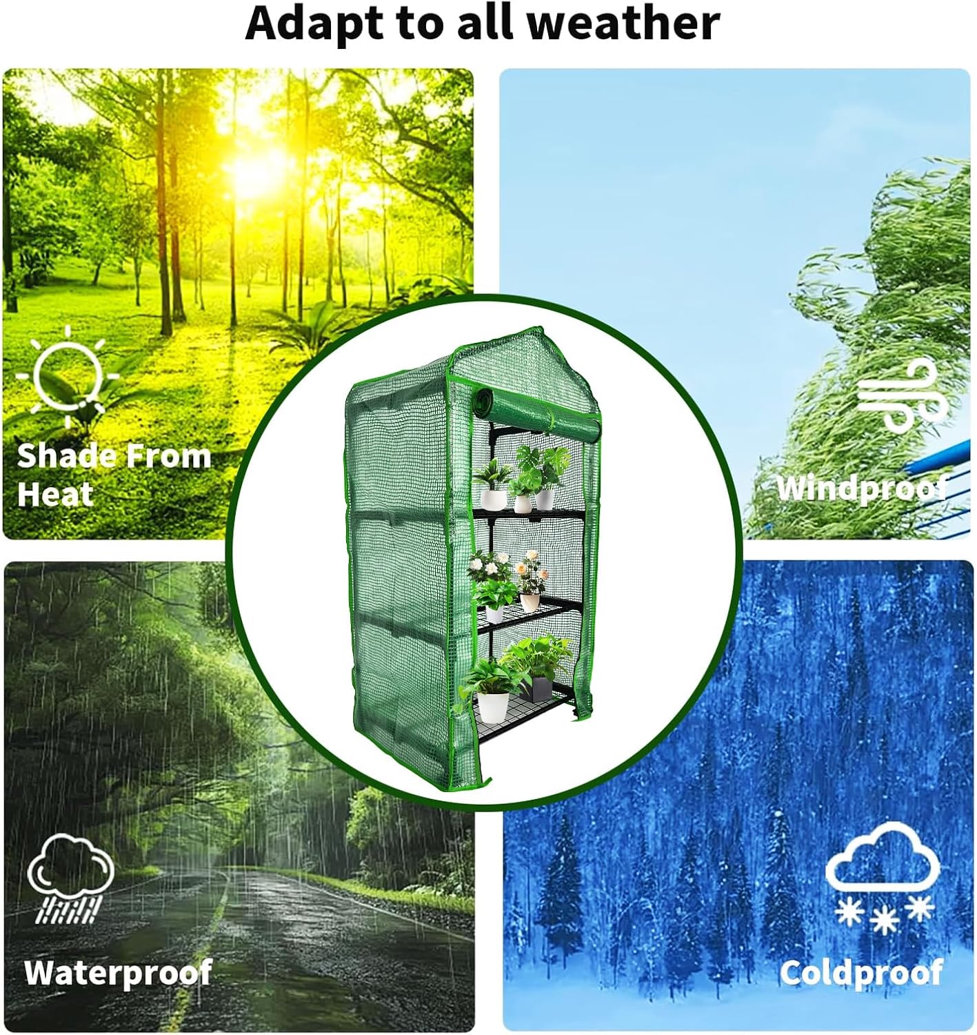 3 Tier Mini Indoor Outdoor Greenhouse,27"x19"x49" GreenHouses with Clear PE Cover and Roll-Up Zipper Door,Plastic Green House for Indoors Grow Tent&Garden greenhouses for Outdoors - 图片 5