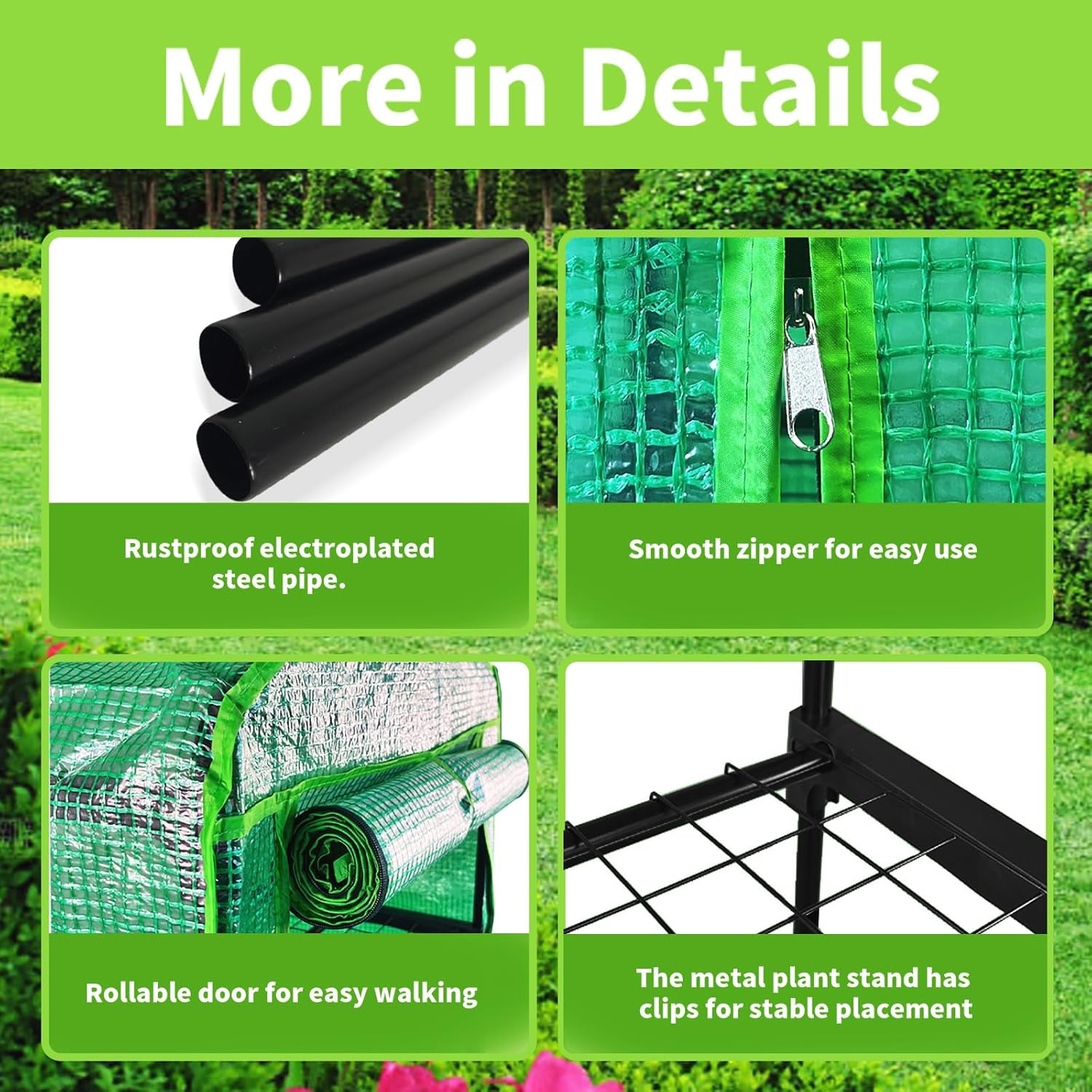 3 Tier Mini Indoor Outdoor Greenhouse,27"x19"x49" GreenHouses with Clear PE Cover and Roll-Up Zipper Door,Plastic Green House for Indoors Grow Tent&Garden greenhouses for Outdoors - 图片 6