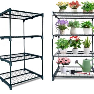 2 Pack Plant Stand Indoor Plant Shelf Outdoor,4 Tier Metal Plant Stands for Multiple Plant Pot Holder, Waterproof Plant Shelf for Living Room Patio Home Decor for Gardening