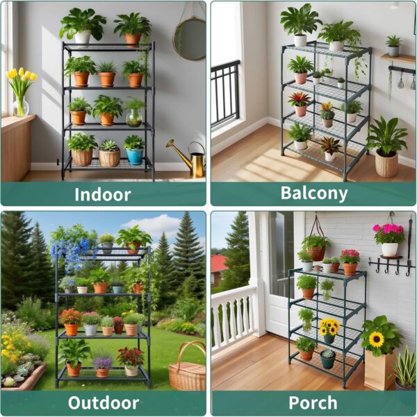 2 Pack Plant Stand Indoor Plant Shelf Outdoor,4 Tier